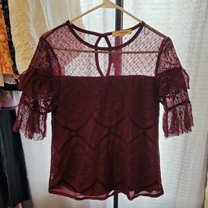 Rewind Burgundy Lace Blouse